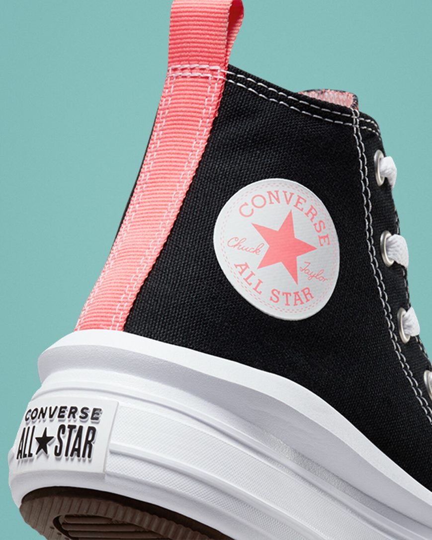 Zapatos Plataforma Converse Chuck Taylor All Star Move Altas Niña Negras Rosas Blancas | PE 4LW580